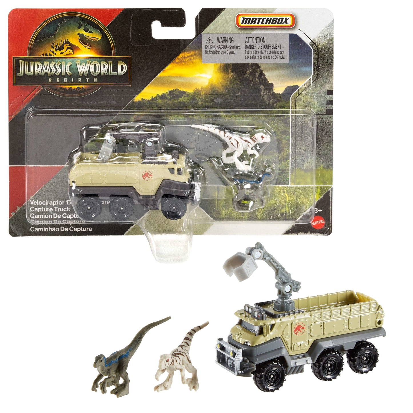 Matchbox Vehículo de Juguete Jurassic World Transportador Dinosaurios