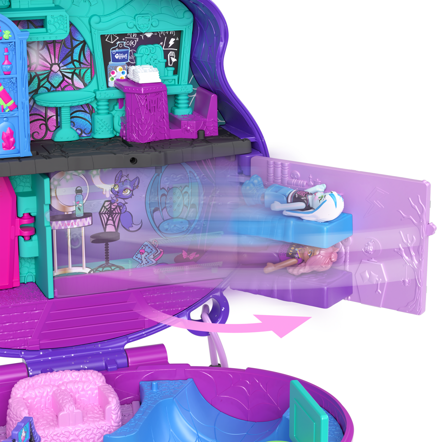 Polly Pocket  Monster High  Coffret Avec 3Micro-Poupées et 10Acc.
