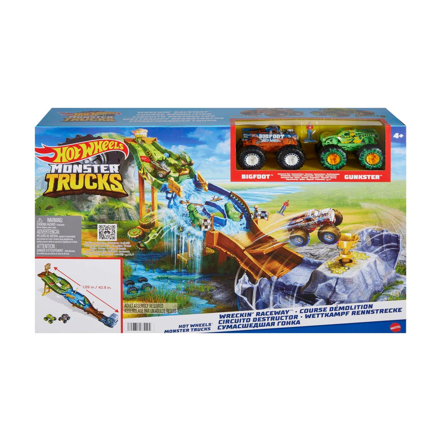 Hot Wheels Monster Trucks Playset With 2 1:64 Scale Toy Trucks