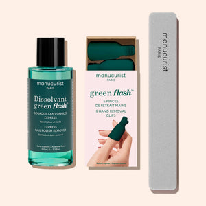 Duo Dissolvant Doux Green Flash™ & Pinces de retrait