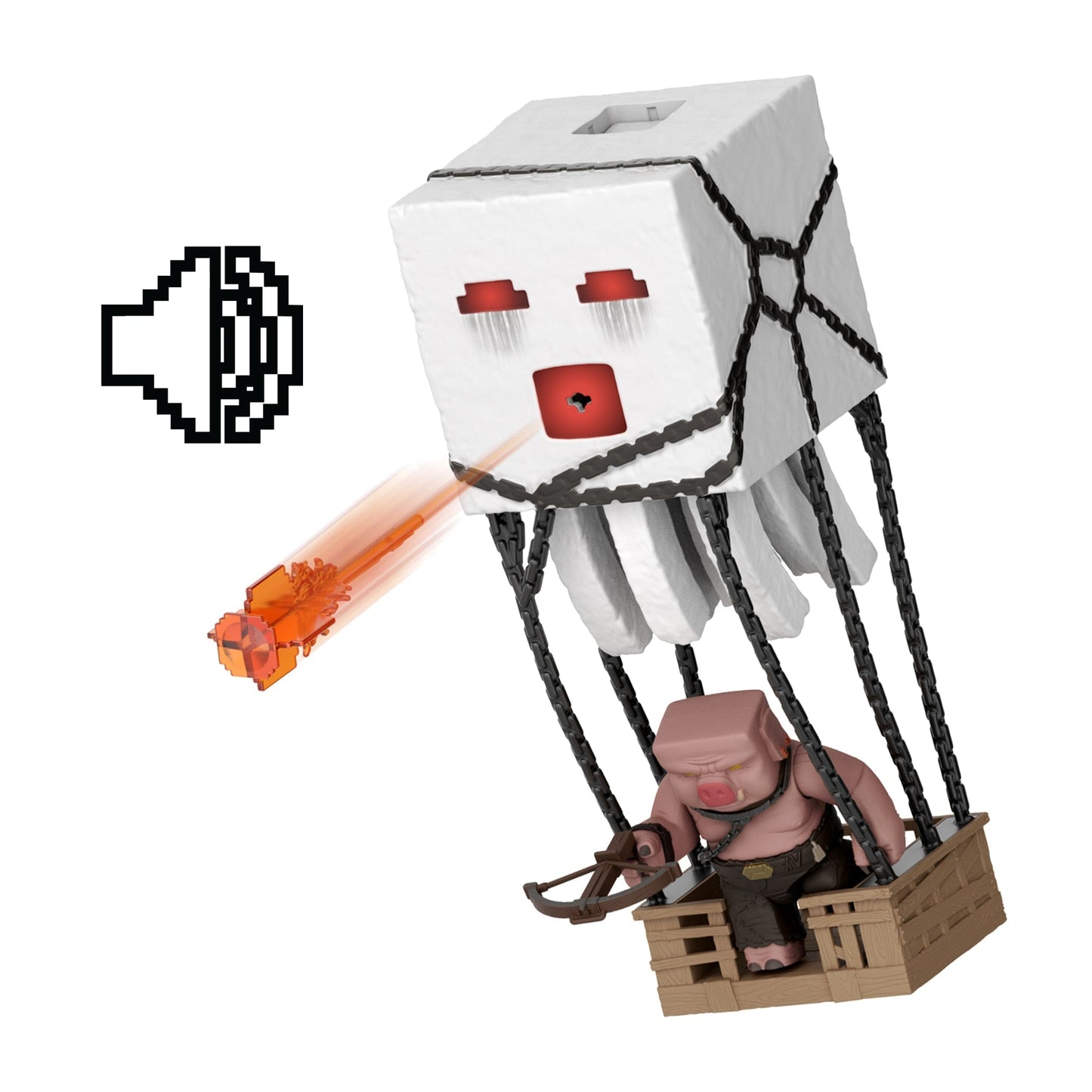 Minecraft Blast Attack Ghast Action Figure Set With Lights, Sounds & More inspired By The Movie