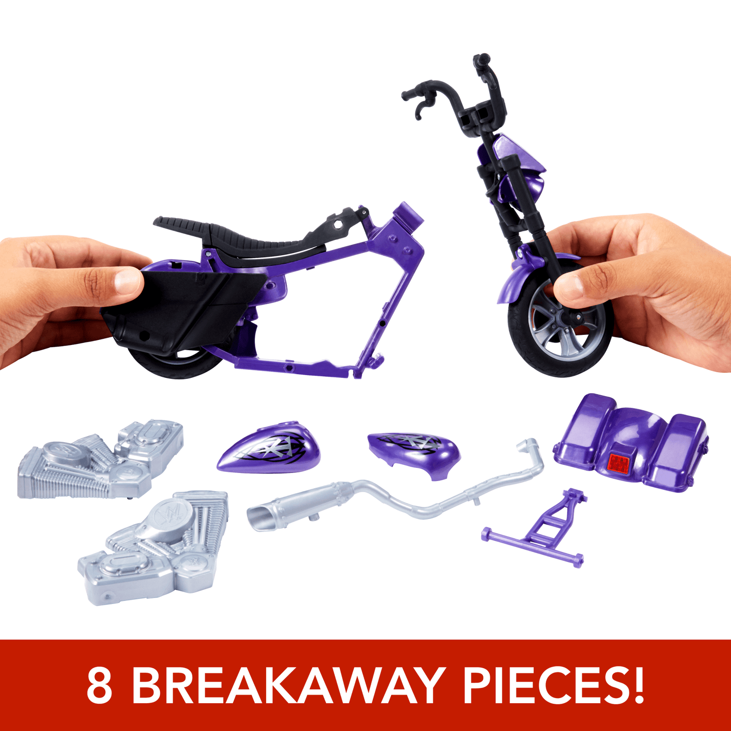 WWE Wrekkin’ Slamcycle Vehicle & Undertaker Action Figure, Toy Morotcycle With Breakaway Parts