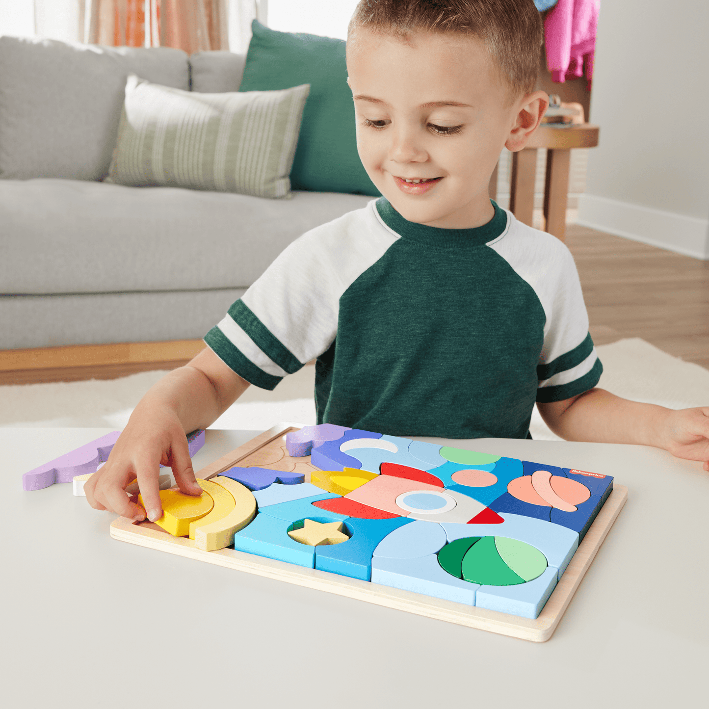 Fisher-Price Brinquedo para Bebês Quebra-cabeça de Madeira do Espaço