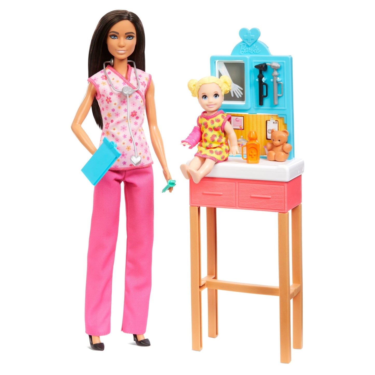 Barbie Pediatrician Doll And Doctor Playset With Accessories, Pink Scrubs, Barbie Toys