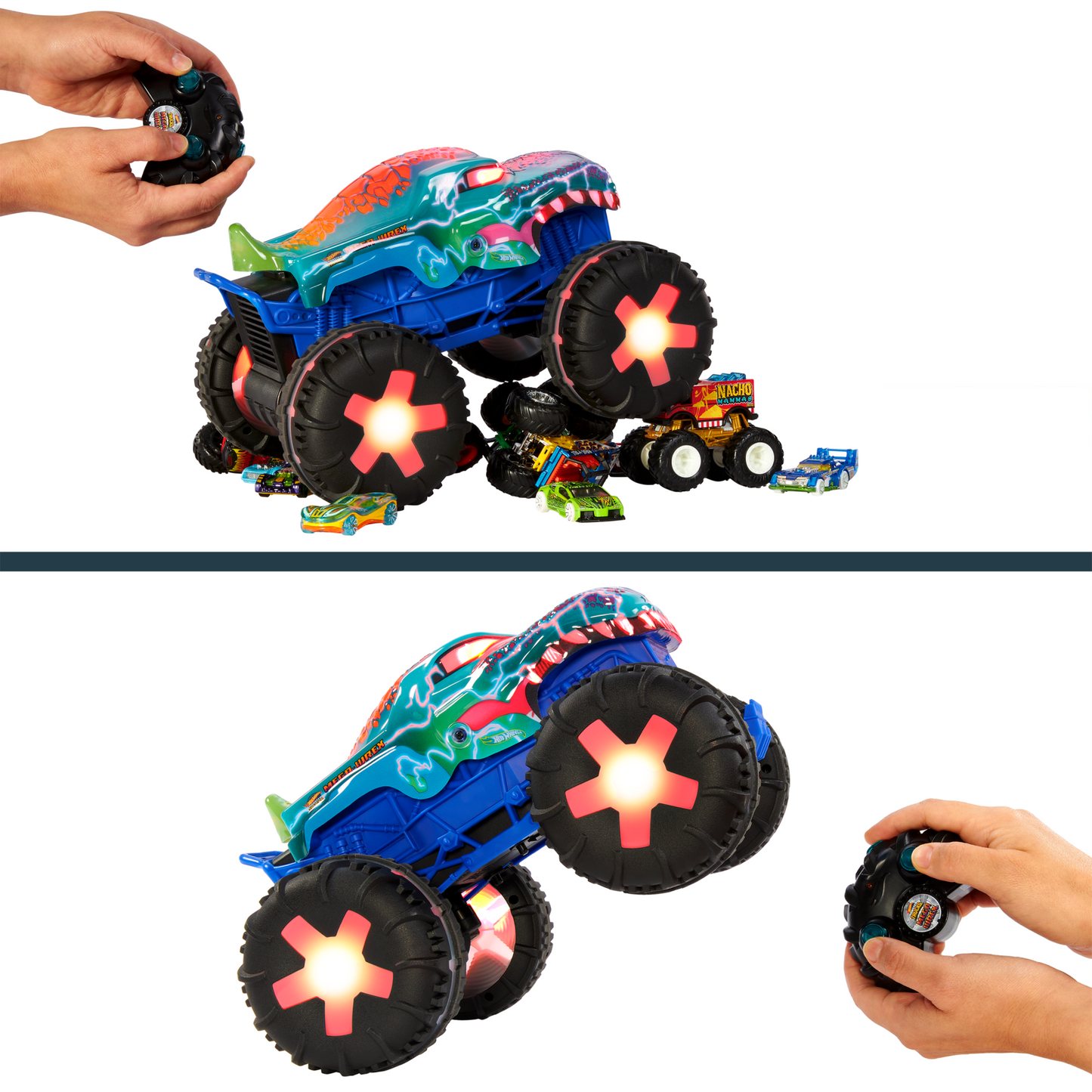 Hot Wheels Monster Trucks Vehículo a Control Remoto Mega Wrex Luces y Sonidos Escala 1:15