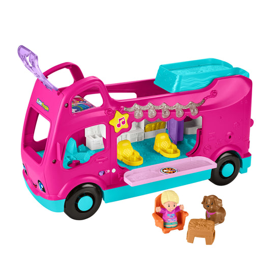 Fisher-Price Little People Barbie Little Dreamcamper Rv Playset With Music Lights & 2 Figures, Multilanguage Version