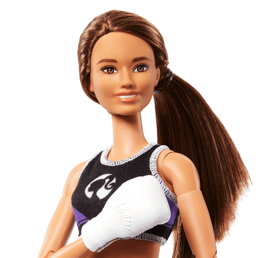 Barbie Made To Move Boxer Doll & Accessories, Brunette Doll Wearing Uniform With Boxing Gloves