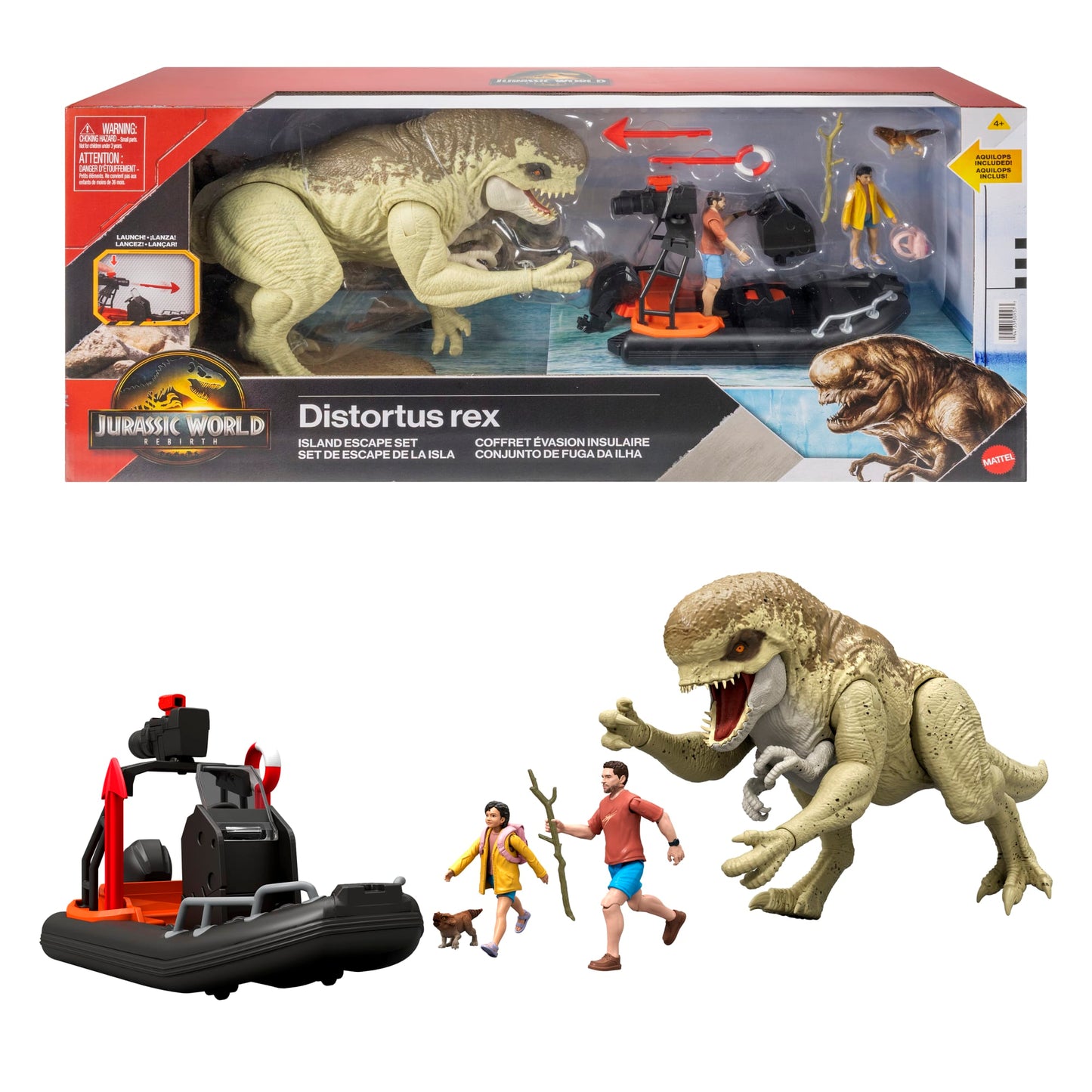 Jurassic World-Coffret Évasion de L’Île-Avec Embarcation et Figurines