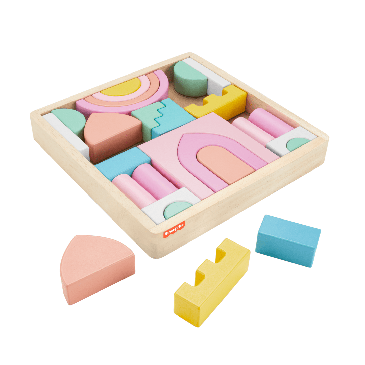 Fisher-Price  Coffret Château de Blocs en Bois, 28Éléments en Bois