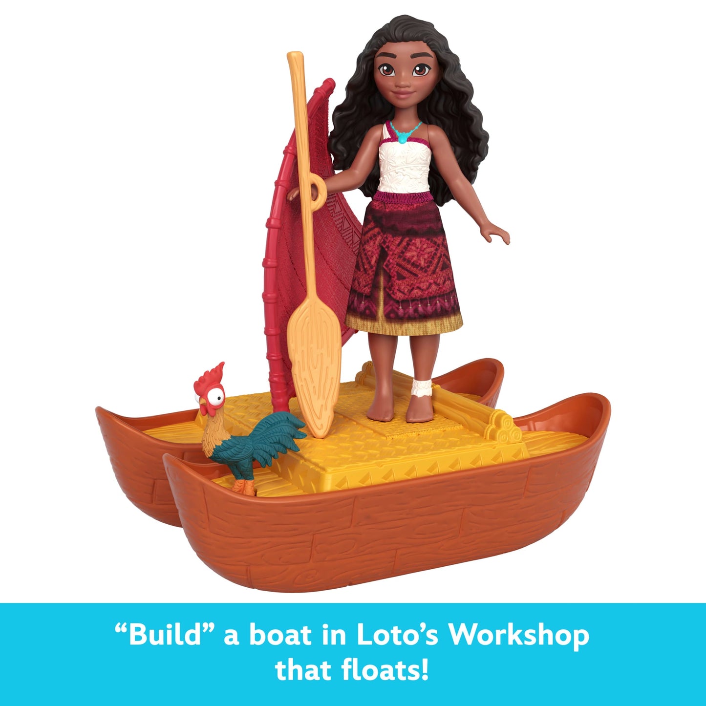 Disney Moana 2 Toys, Moana & Loto's Workshop Playset, 2 Small Dolls, Friend Figure, Boat & Accessories