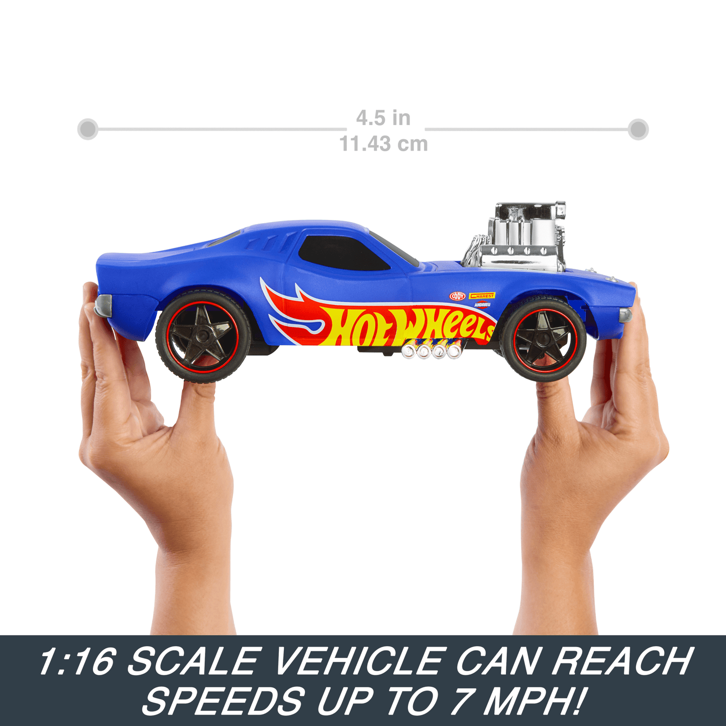 Hot Wheels 1:16 Scale RC Rodger Dodger USB-Rechargeable Toy Car, Battery-Operated Remote Control