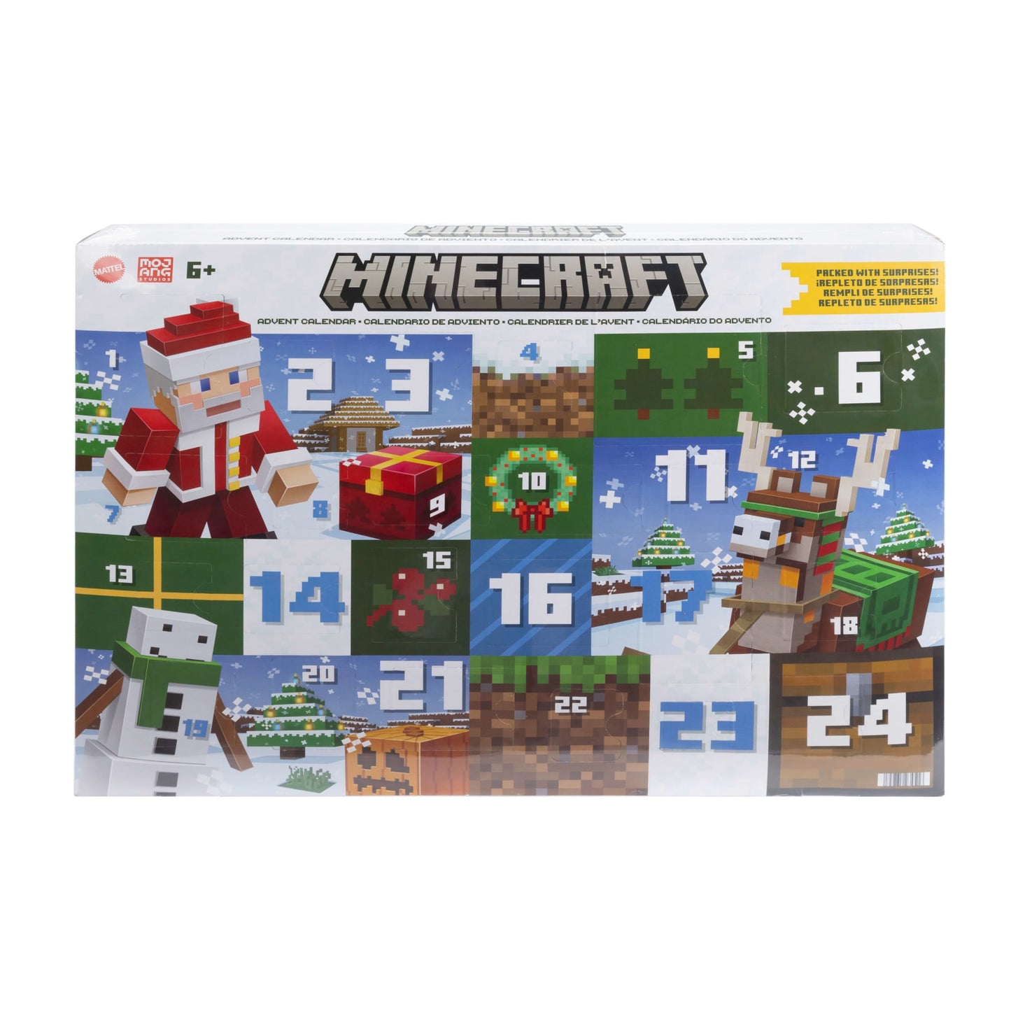 Minecraft Advent Calendar, 3 3.25-in Scale Action Figures, 17 Accessories & 4 Stickers