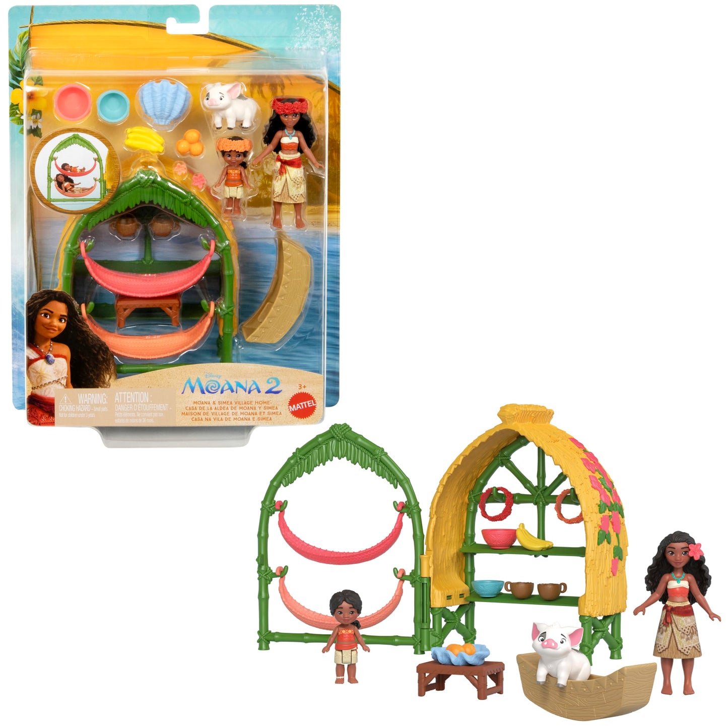 Moana 2 Conjunto de Brinquedo Casa Moana e Simea com Pua e Acessórios