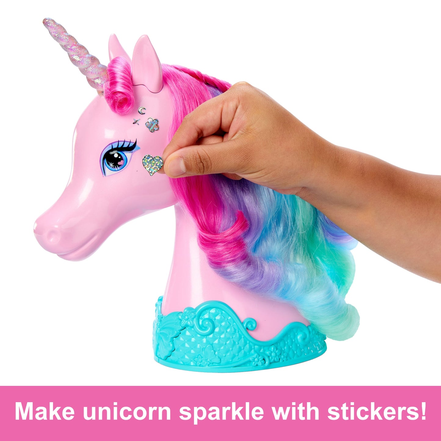 Barbie Unicorn Styling Head, Colorful Hair With Accessories And Stickers