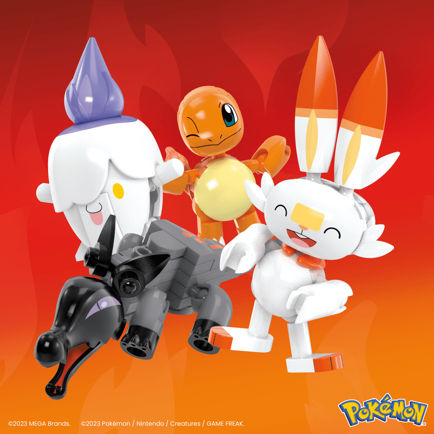 MEGA Pokémon Fire-Type Team Building Toy Kit, 4 Action Figures (105 Pieces) For Kids