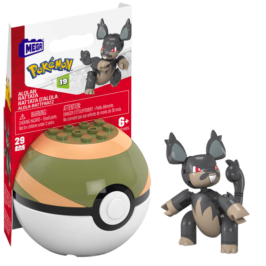 MEGA Pokémon Alolan Rattata Building Toy Kit, Poseable Action Figure (29 Pieces) For Kids