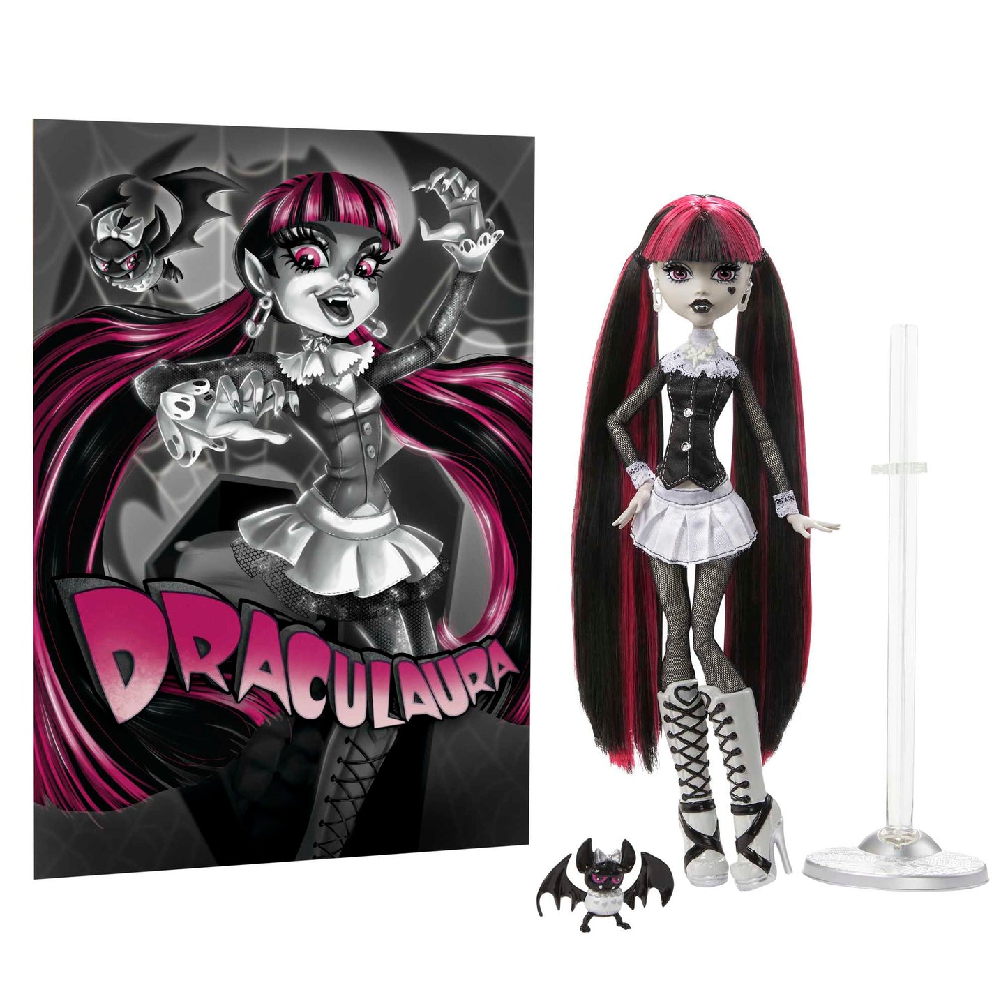 Monster High-Poupée Draculaura-Poupée en Noir et Blanc Avec Posters