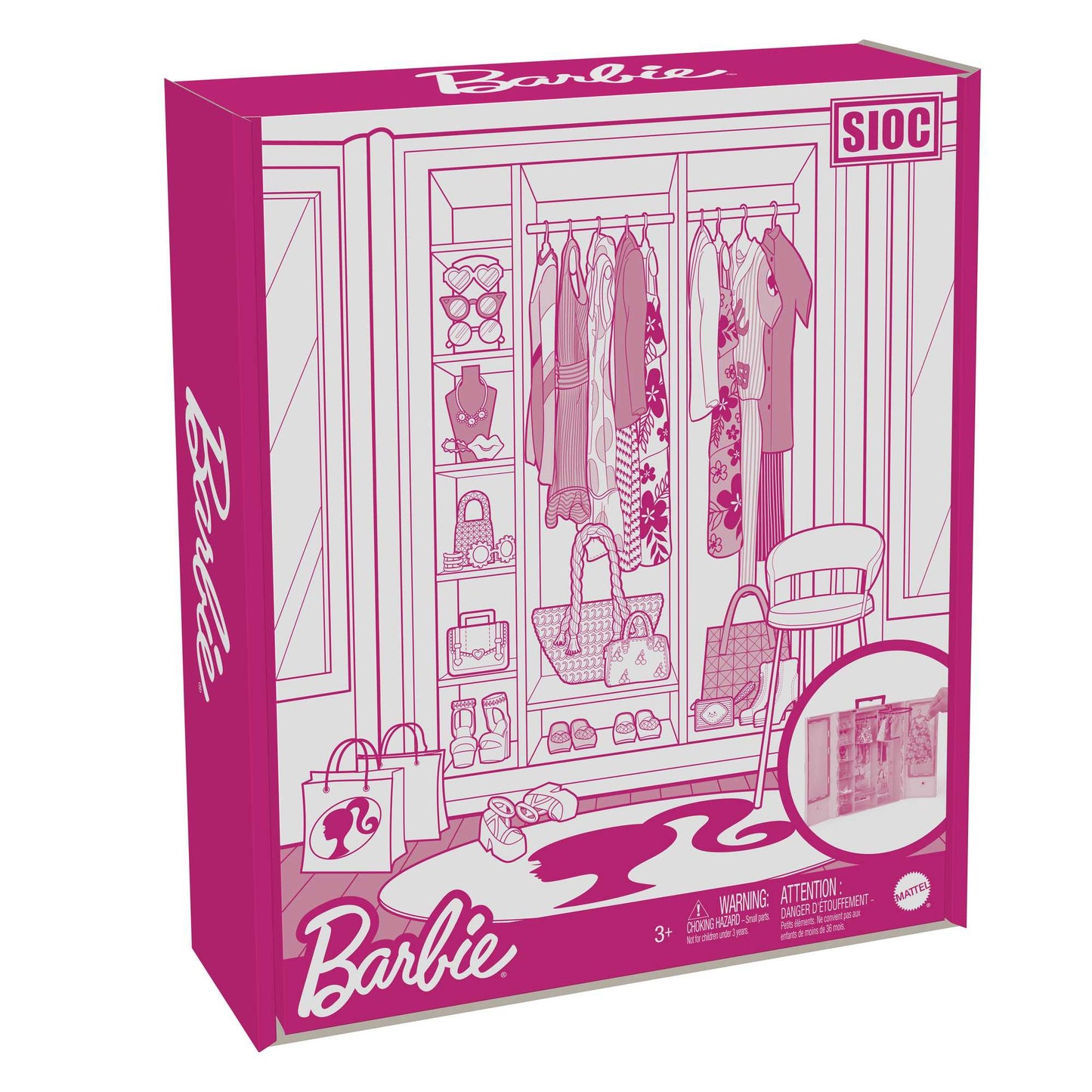 Barbie Coffret de Jeu Armoire Mode, 3 Tenues, Accessoires, 3-8 Ans