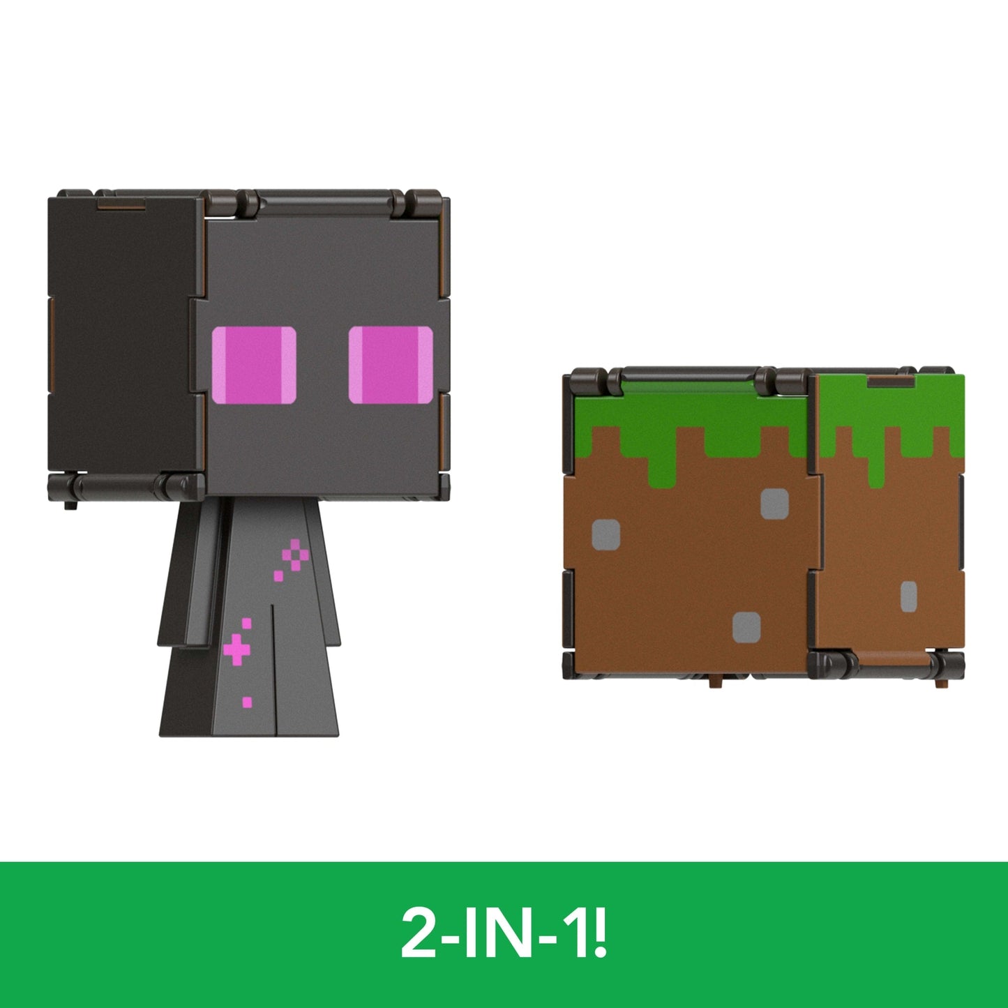 Minecraft Flippin’ Figs Figures Collection, 2-in-1 Fidget Play, 3.75-in Scale & Pixelated Design (Characters May Vary)