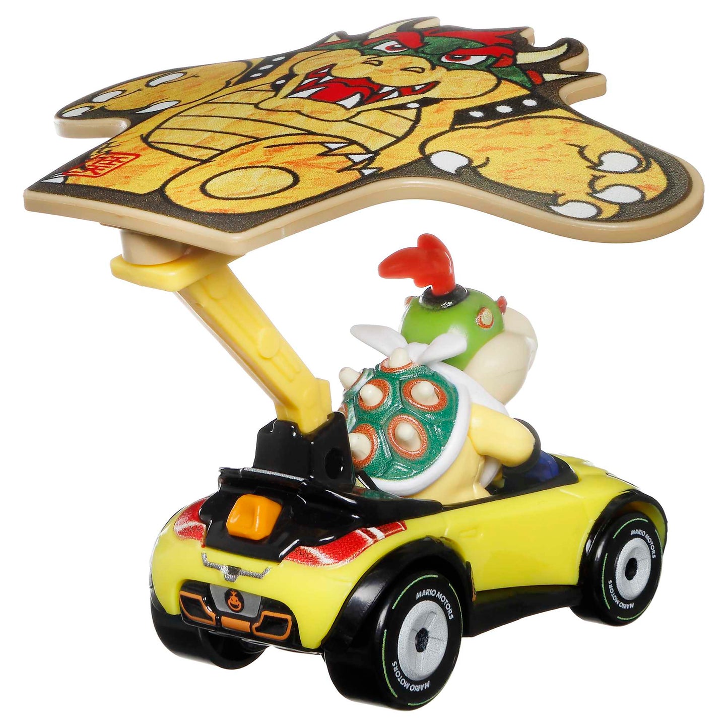Hot Wheels Mario Kart Veículo de Brinquedo Bowser Jr Sports Coupe com Paraquedas