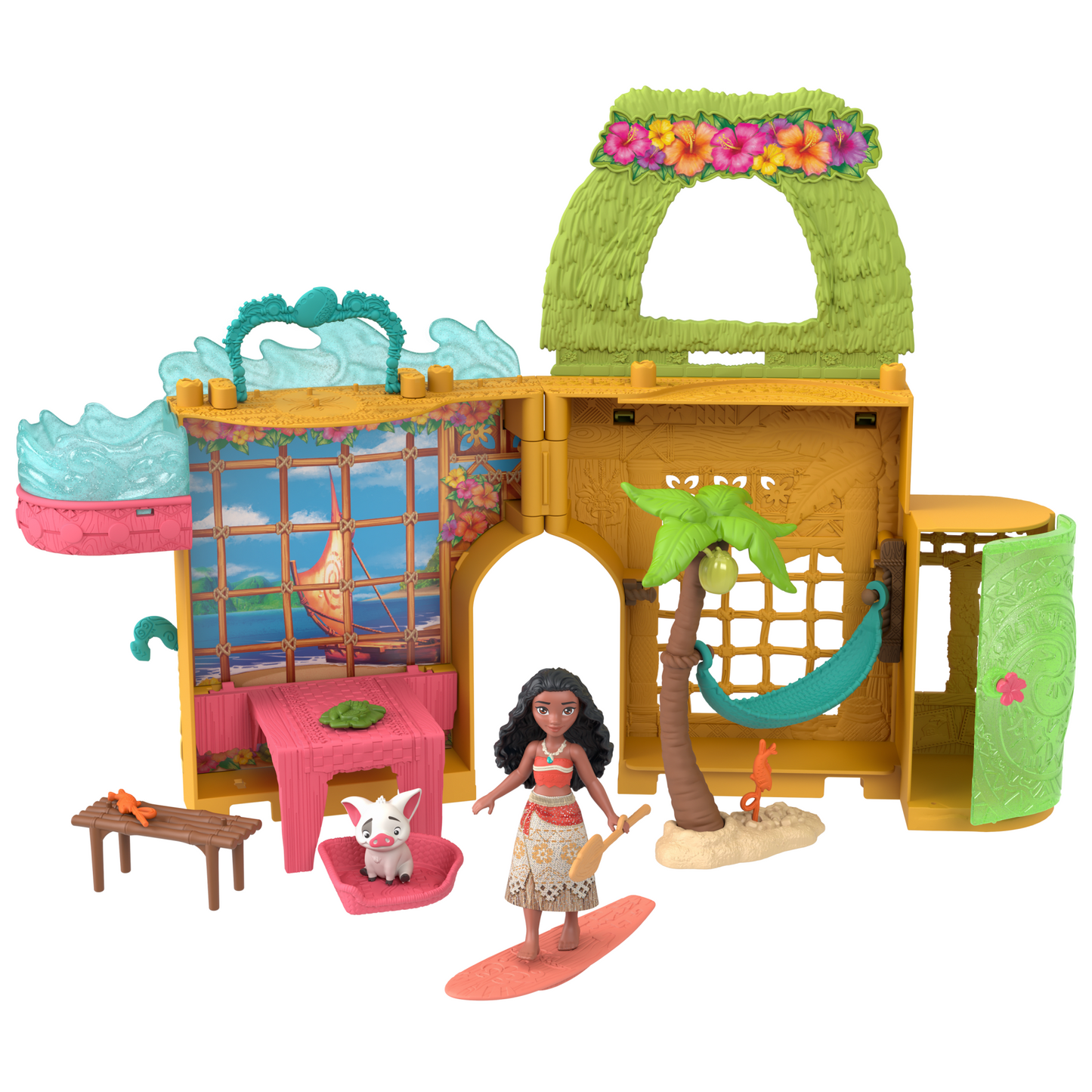 Disney Princess Moana's Island Home Stacking Doll House With Small Doll, Figures & 9 Play Pieces
