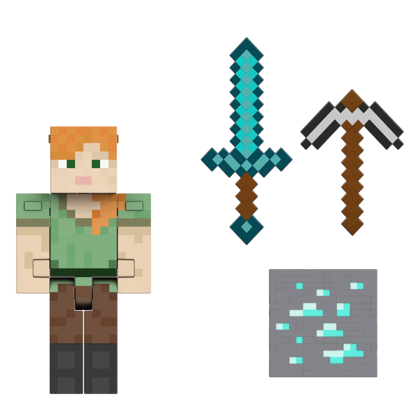 Minecraft Diamond Level Alex Action Figure, Die-Cast Accessories, 5.5-in Collector Scale