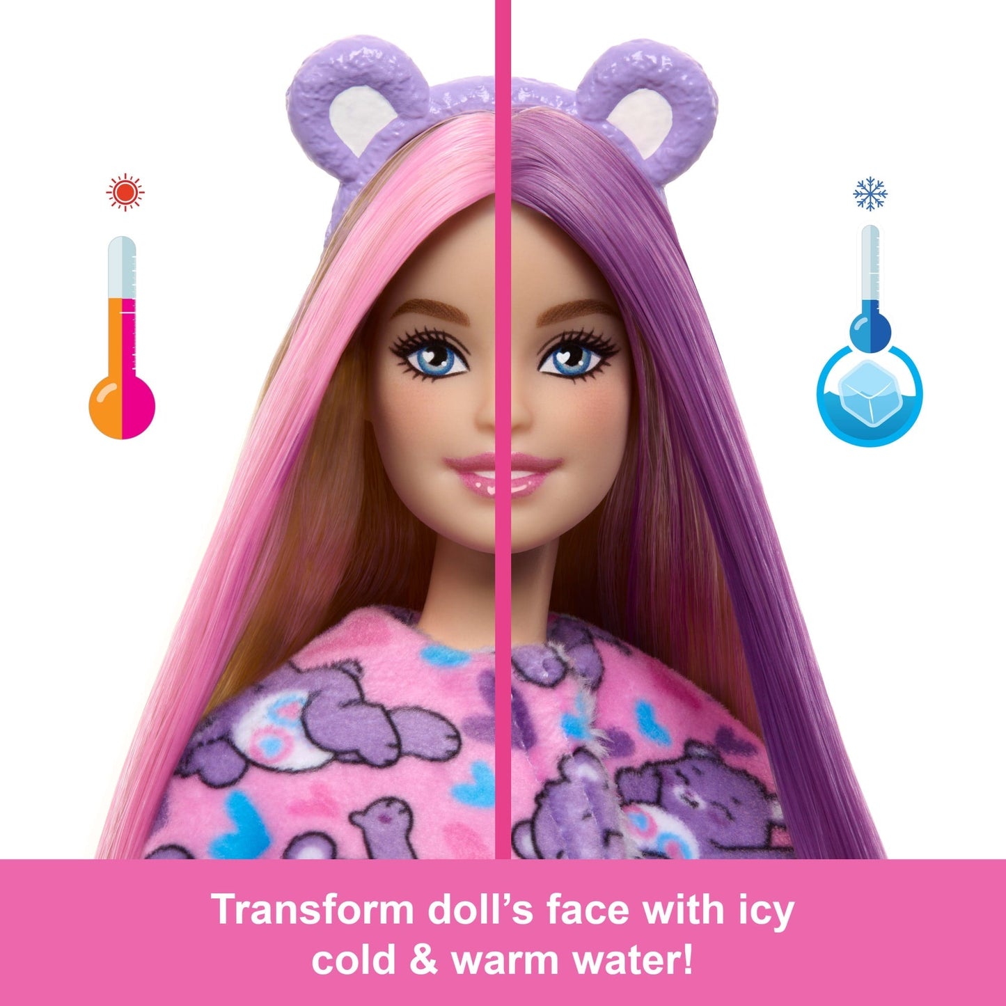 Barbie Cutie Reveal Care Bears Series Doll & Accessories in Share Bear Plush Costume, 10 Surprises
