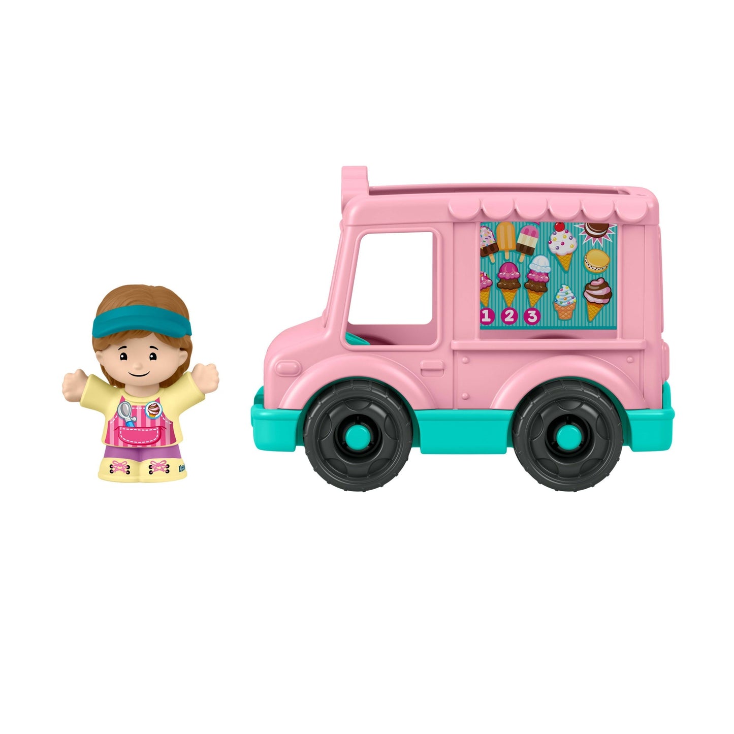 Fisher-Price Little People Ice Cream Truck, Push-Along Toy Vehicle & Figure For Toddlers & Kids