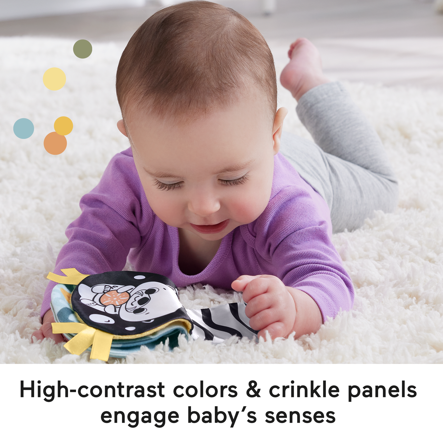 Fisher-Price 2-In-1 Rockin’ Tummy Time Otter Plush Toy With Soft Book For Newborn Sensory Play