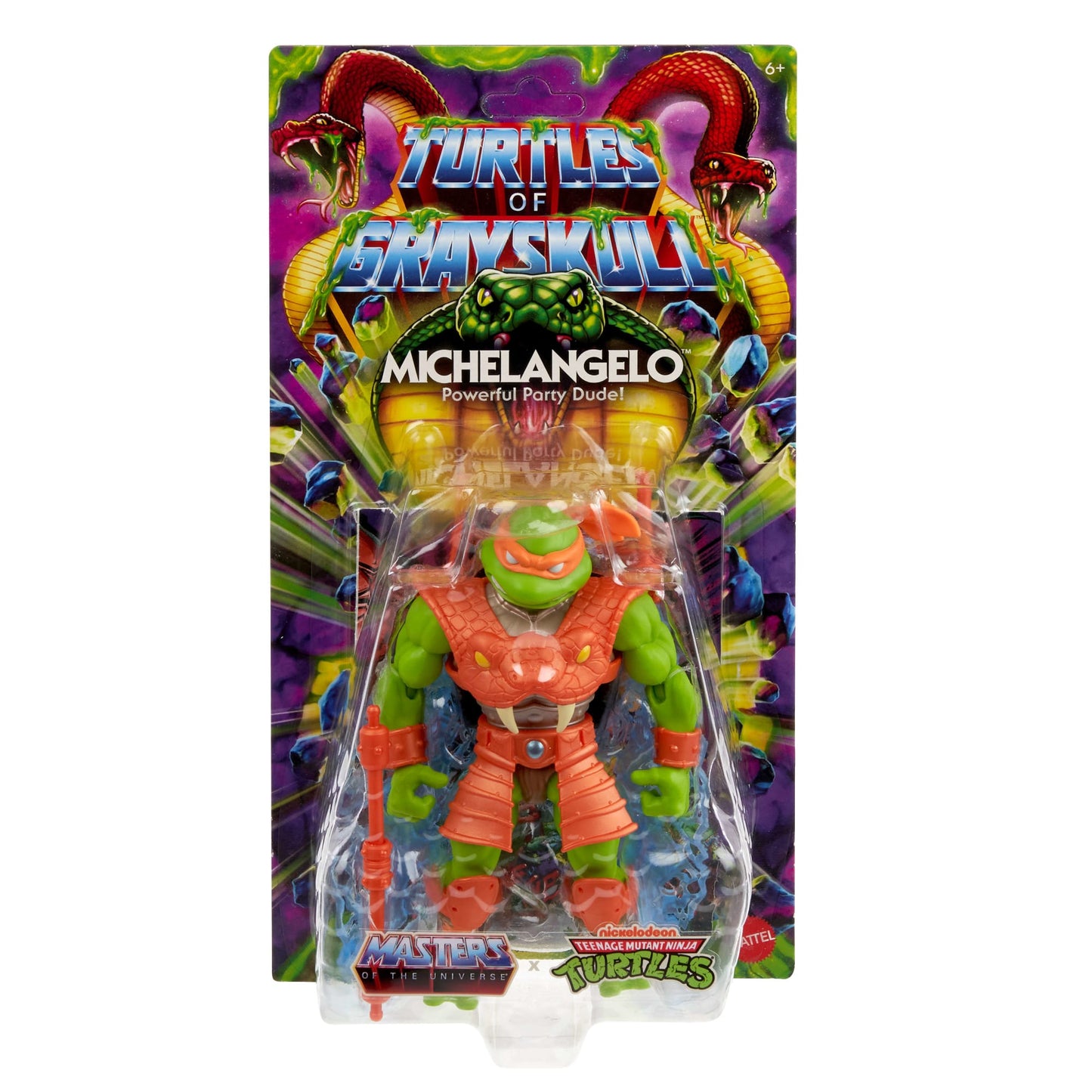 Masters Universe Origins Turtles Grayskull Michelangelo Action Figure, Reptile Wars Tmnt MOTU Toy