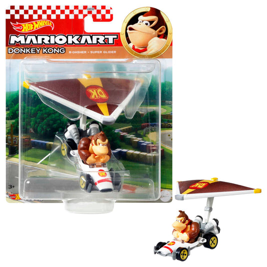 Hot Wheels Mario Kart Vehículo de Juguete Donkey Kong B-Dasher con Super Glider