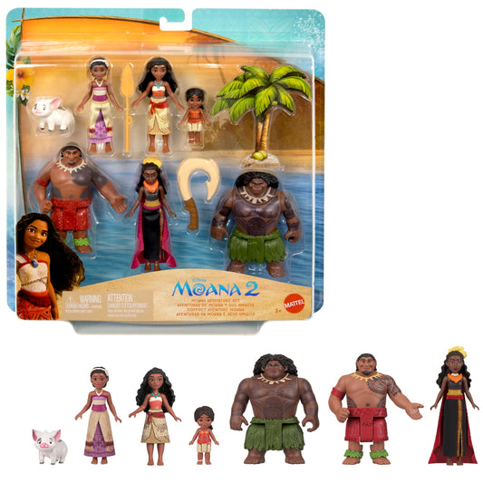 Disney Moana 2 Toys, Moana's Adventure Set With 6 Small Dolls & 2 Accessories