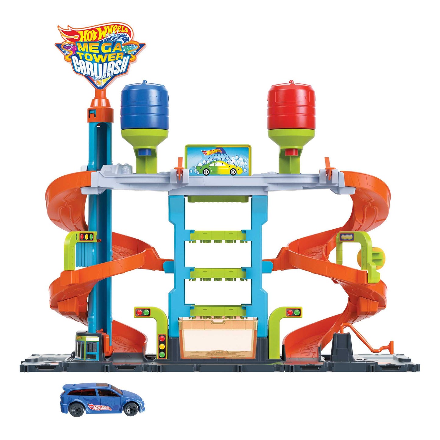Hot Wheels City Pista de Juguete Autolavado Mega Torre