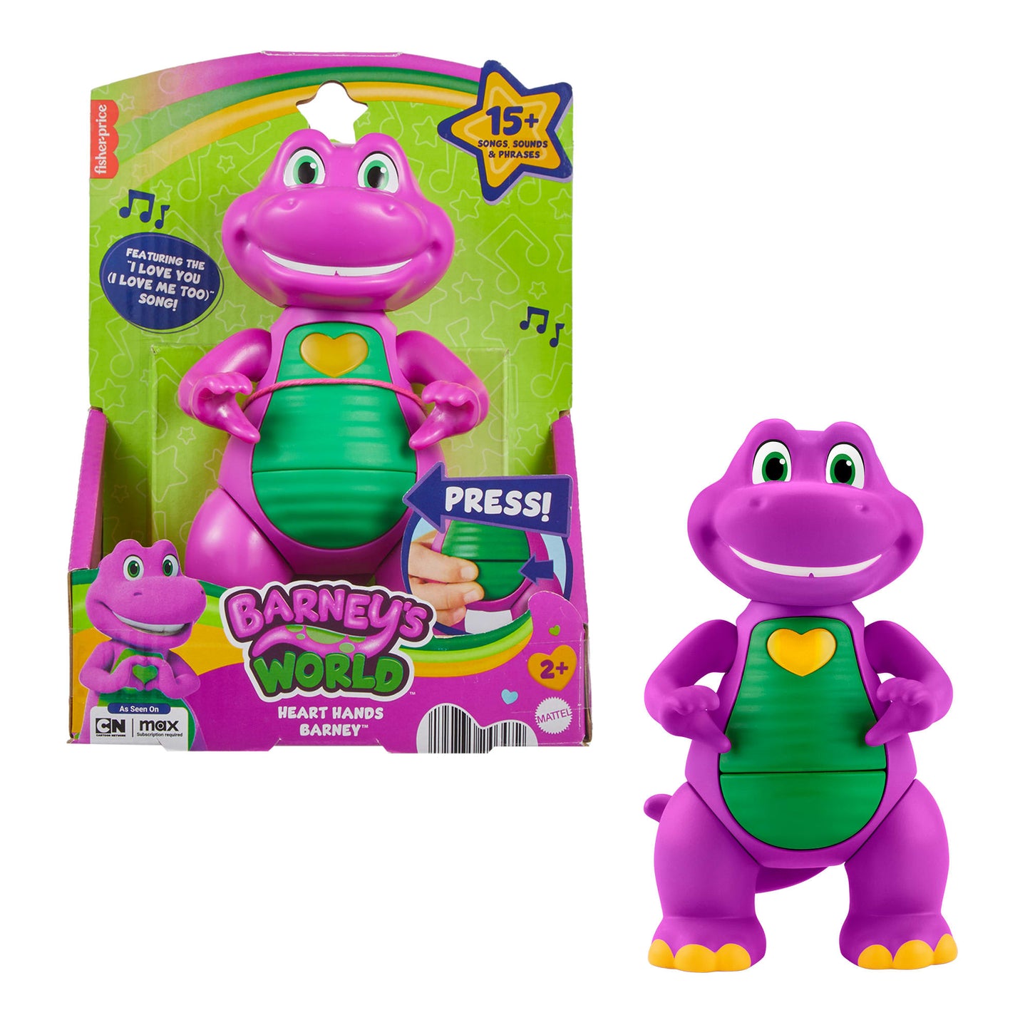 Figurine Jouet Barney Mains en Cur Le Monde de Barney de Fisher-Price Avec Musique et Lumières Pour enfants