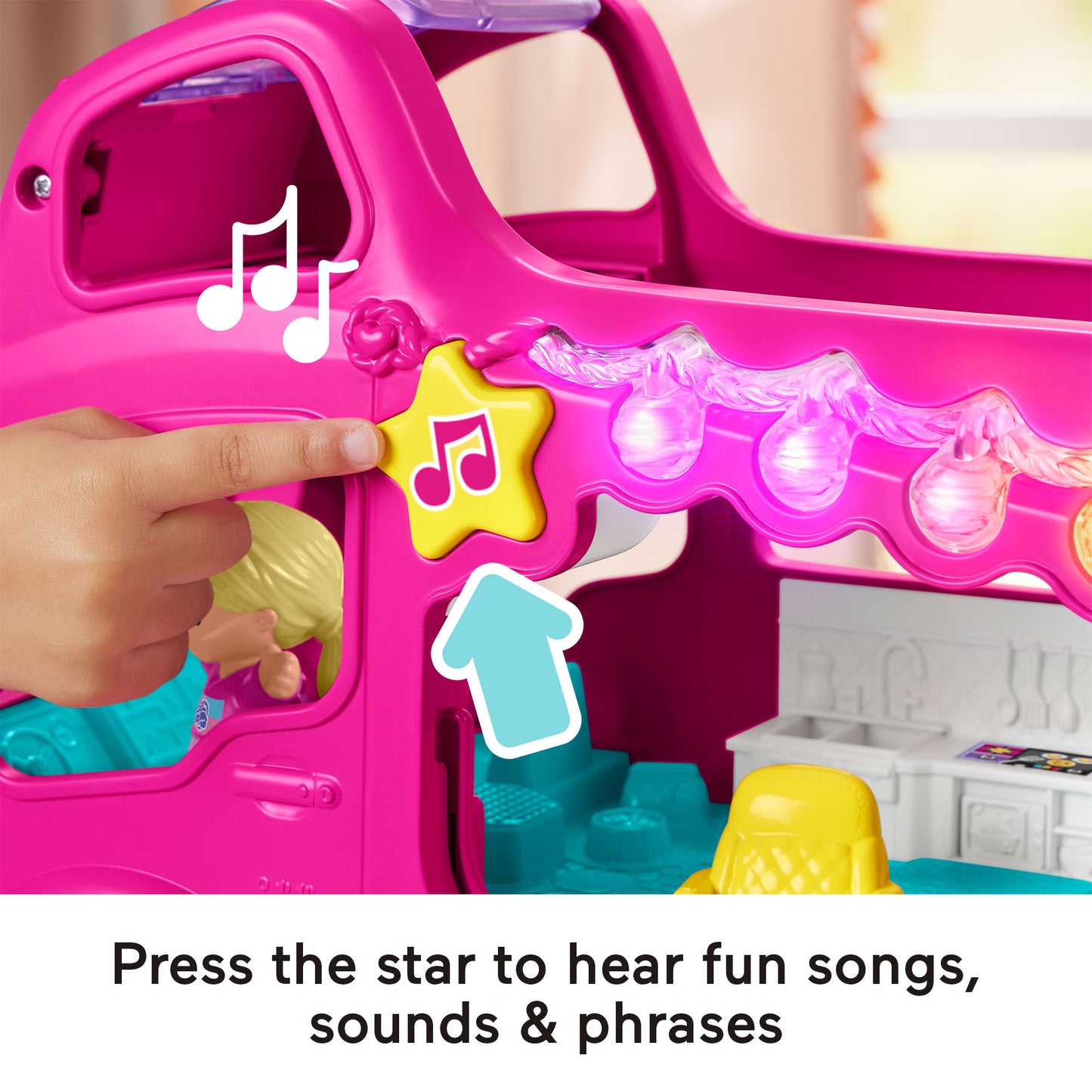 Fisher-Price Little People Barbie Little Dreamcamper Rv Playset With Music Lights & 2 Figures, Multilanguage Version