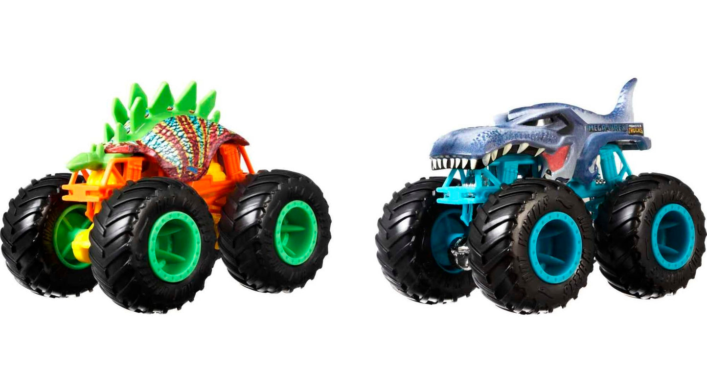 Hot Wheels Monster Trucks Veículo de Brinquedo Pacote Surpresa 2 Carros Escala 1:64