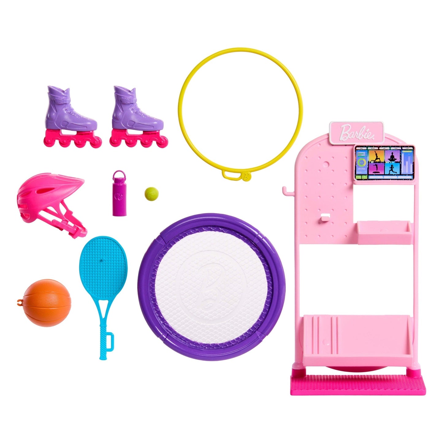 Barbie World  Coffret de Jeu  Support D’Équipements de Sport, 9Acc.