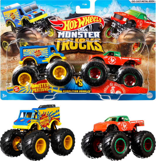 Hot Wheels Monster Trucks Vehículo de Juguete Paquete Sorpresa de 2 Autos Escala 1:64